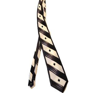 Stacy Adams Handmade Men's Silk Tie Black and White 3 1/2" Wide 57" Long